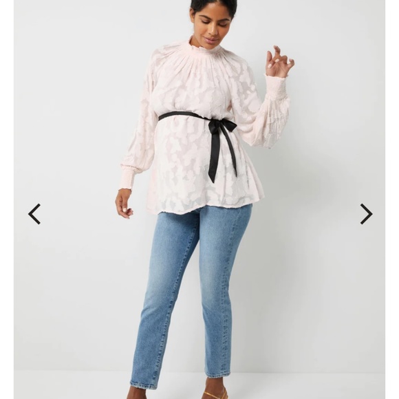 Maternity jacquard peasant balloon sleeve top blouse - Picture 6 of 8